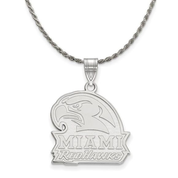 Sterling Silver Miami U Large Pendant Necklace - 22 Inch